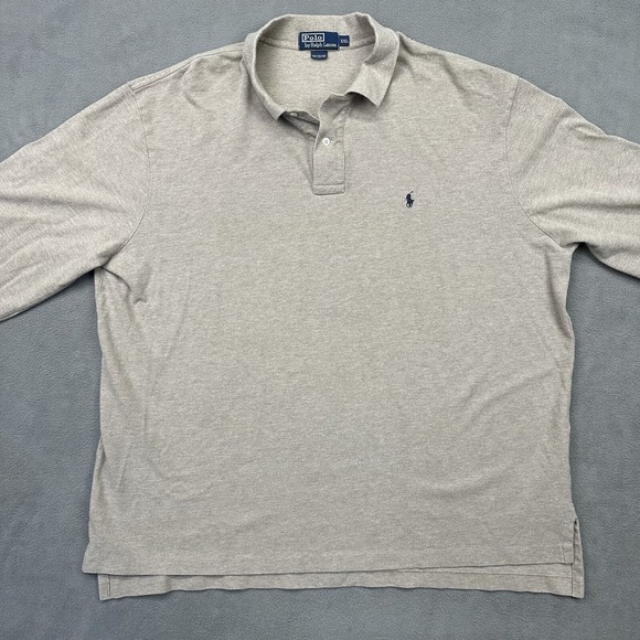 Vtg‎ Polo Ralph Lauren Size 2XL Light Brown Long Sleeve Cotton Polo Shirt Button - Picture 4 of 12